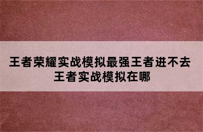 王者荣耀实战模拟最强王者进不去 王者实战模拟在哪